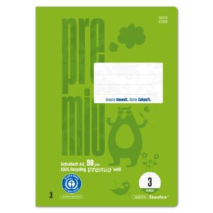 Schulheft Staufen Premio Lin 3 - Din A4, 16 Blatt, ohne Rand