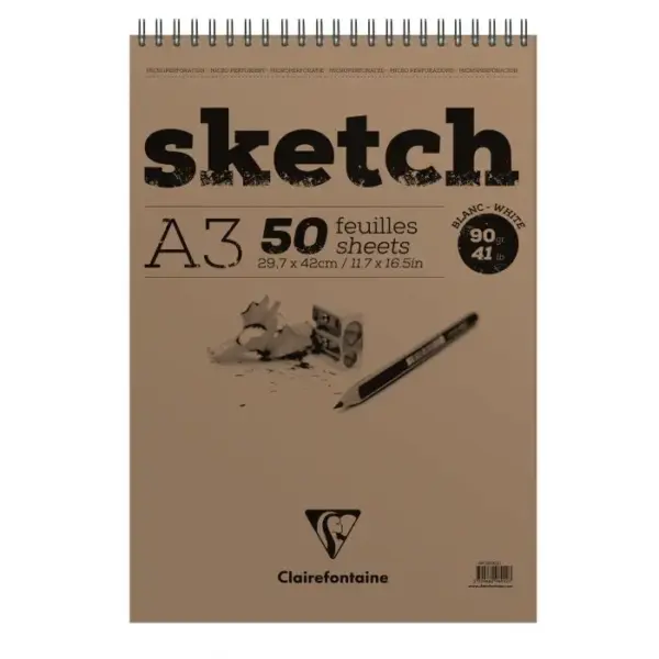 Skizzenblock A3, 50 Blatt, 90gr., perforiert